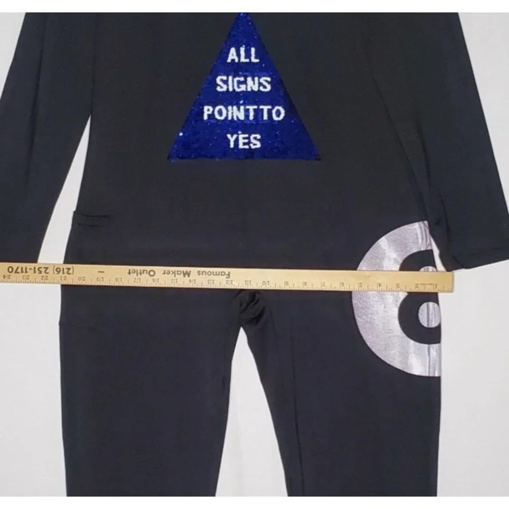 Tipsy‎ Elves Jumpsuit XXL Flip-Sequin Magic 8 Ball Black Long Sleeve Costume